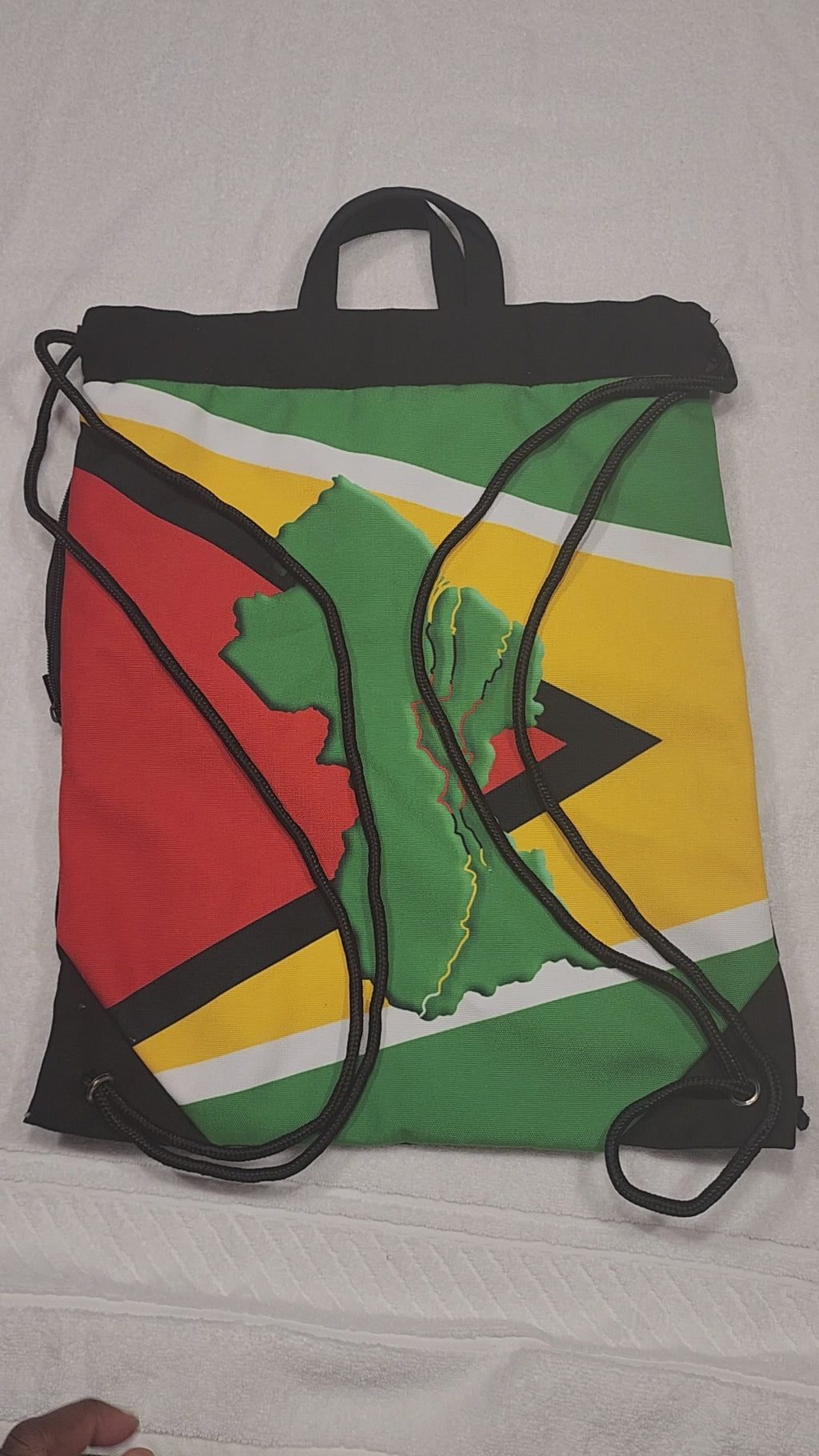 Guyana Flag Map Canvas Drawstring Bag