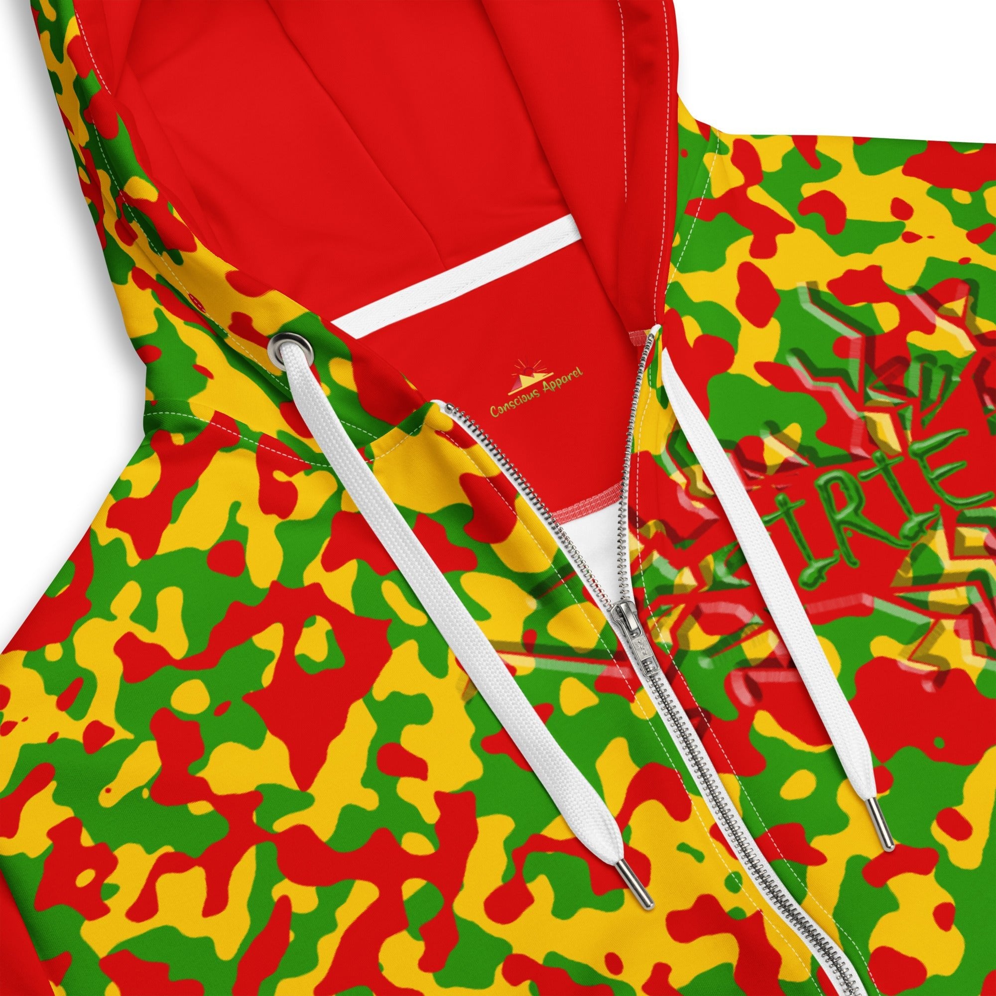 Rasta Camo (Red) Unisex zip hoodie - Conscious Apparel Store