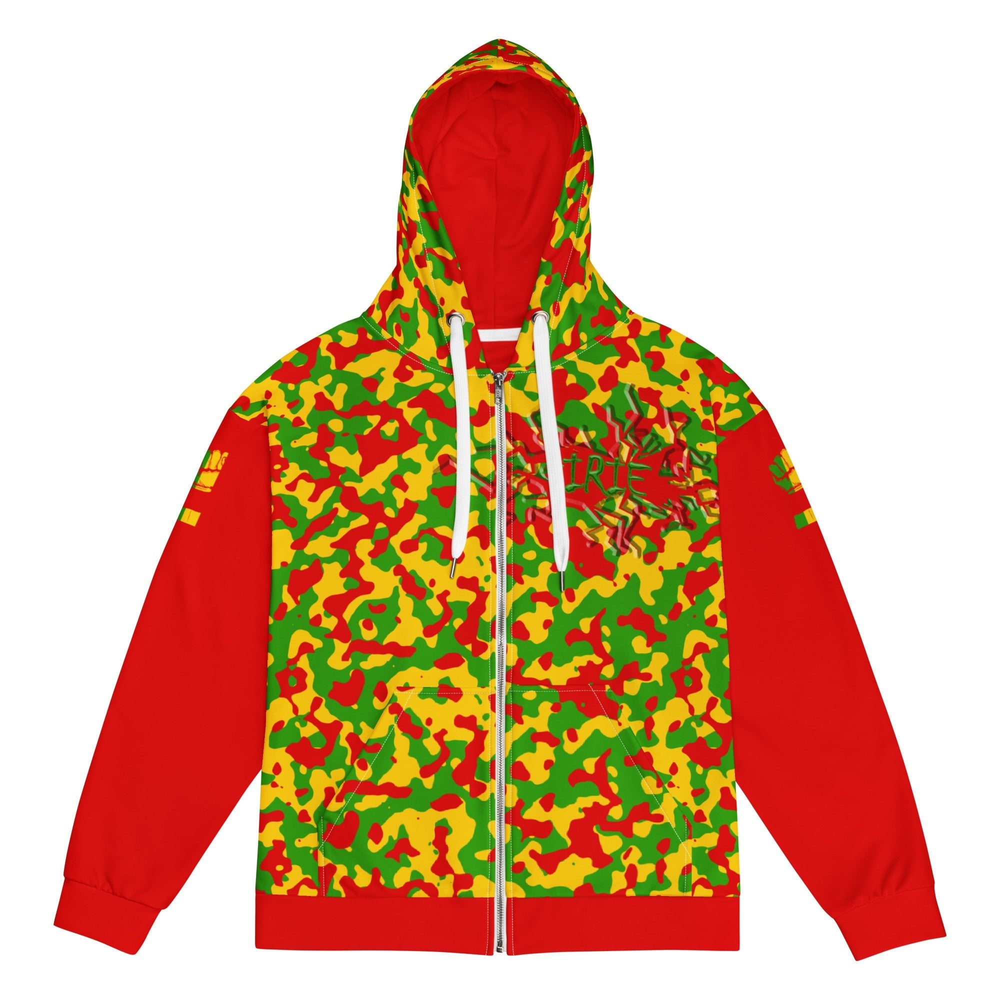 Rasta Camo (Red) Unisex zip hoodie - Conscious Apparel Store