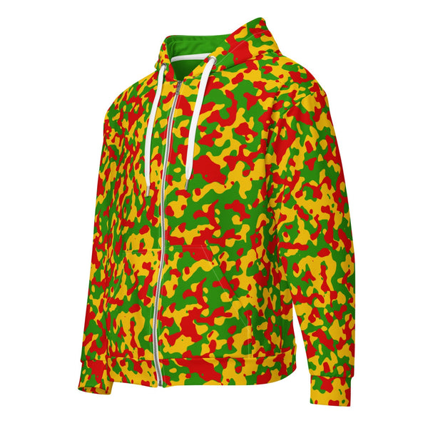 Rasta Camo Unisex zip hoodie - Conscious Apparel Store