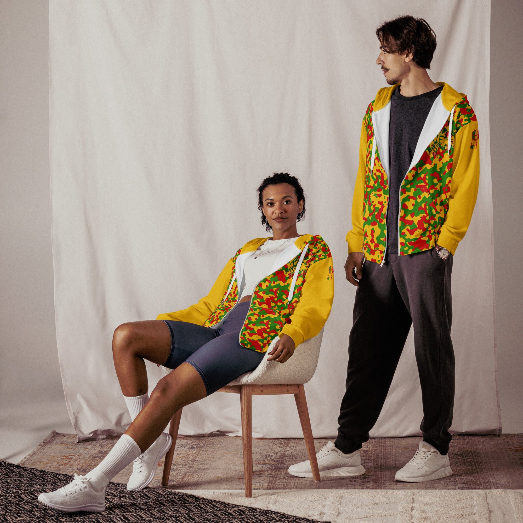 Rasta Camo (Yellow) Unisex zip hoodie - Conscious Apparel Store