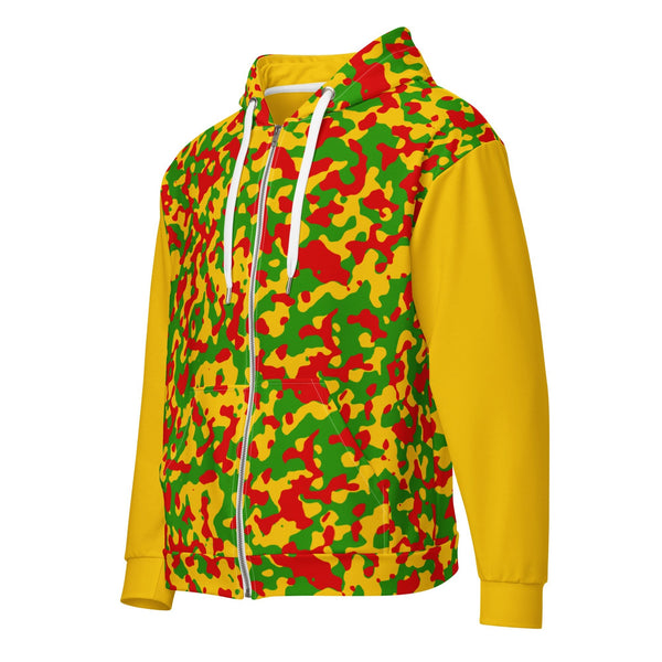 Rasta Camo (Yellow) Unisex zip hoodie - Conscious Apparel Store