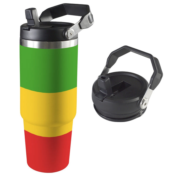 Rasta Flag 30oz Tumbler with Top Handle - Conscious Apparel Store