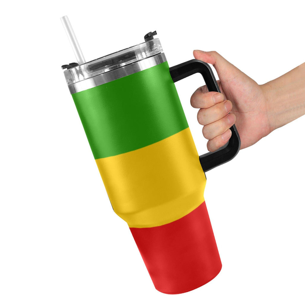 Rasta Flag 40oz Tumbler with Black Handle - Conscious Apparel Store