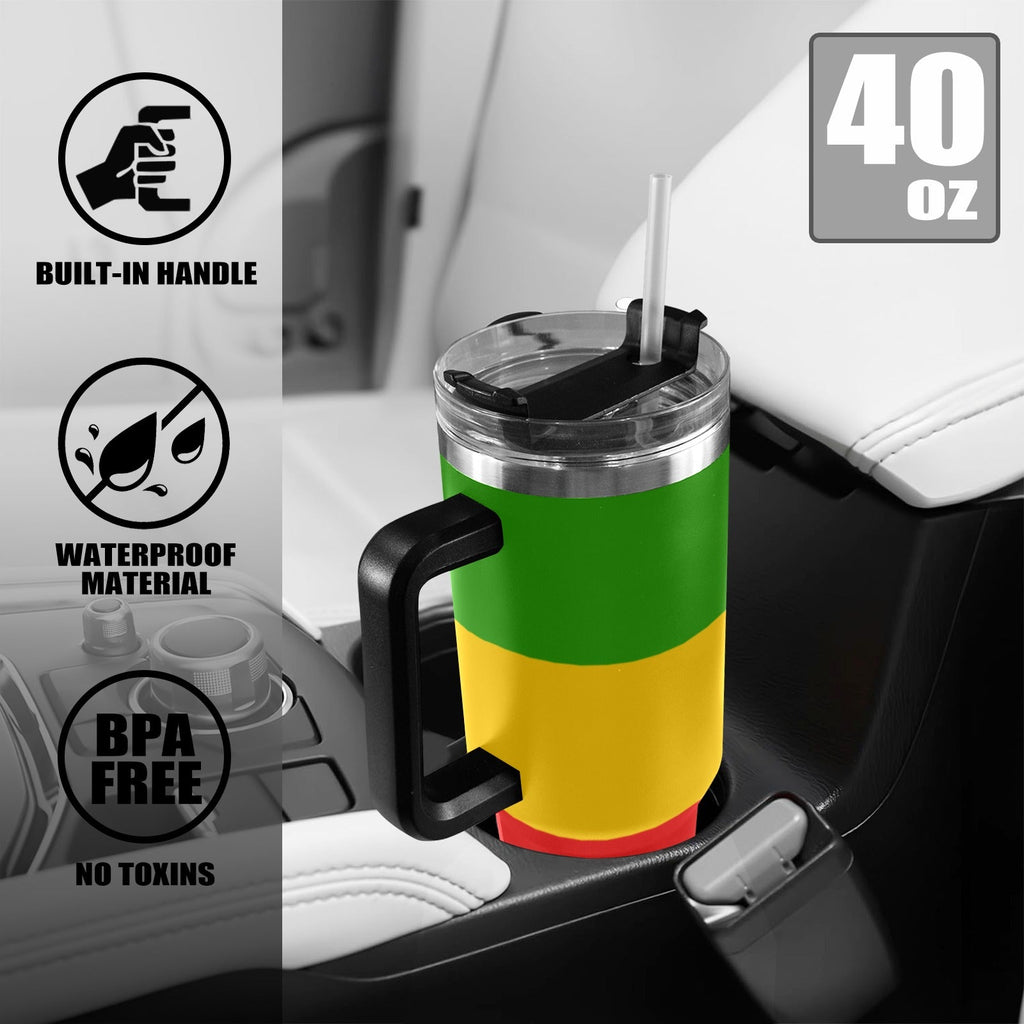 Rasta Flag 40oz Tumbler with Black Handle - Conscious Apparel Store