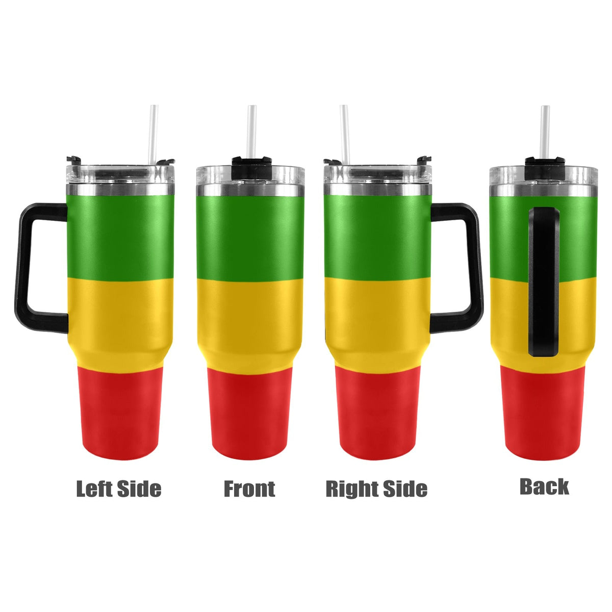 Rasta Flag 40oz Tumbler with Black Handle - Conscious Apparel Store