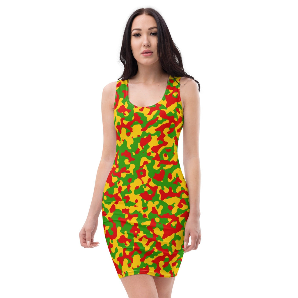 Rasta Flag Camo Bodycon dress - Conscious Apparel Store