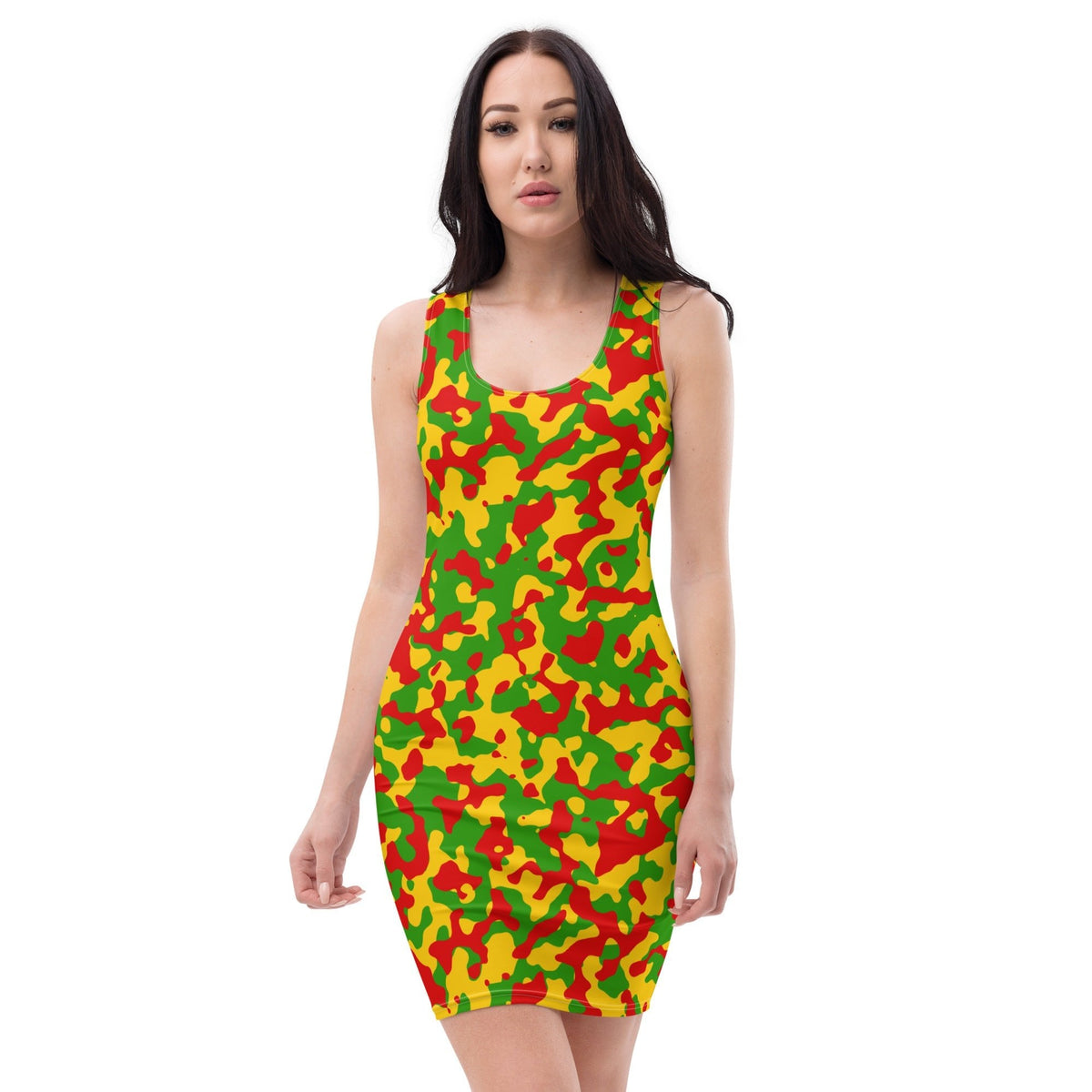 Rasta Flag Camo Bodycon dress - Conscious Apparel Store
