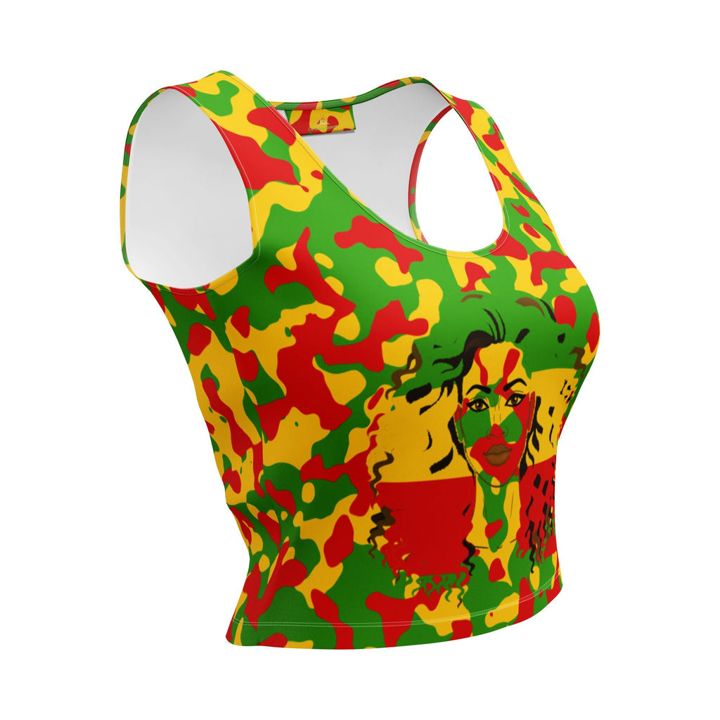 Rasta Flag Camo Crop Top - Conscious Apparel Store