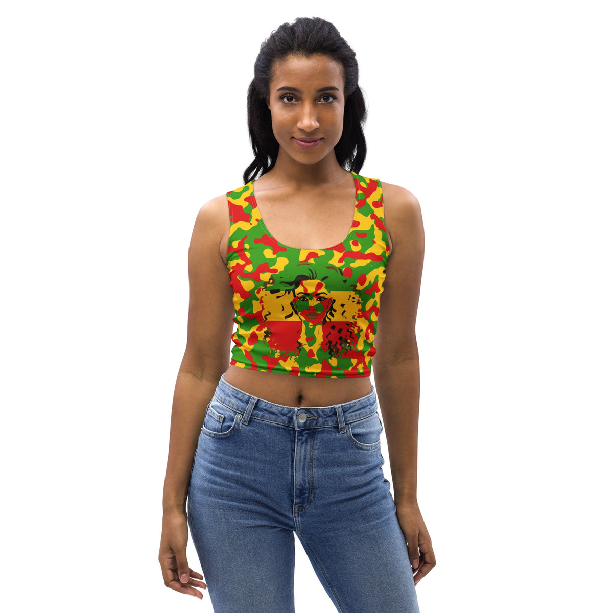 Rasta Flag Camo Crop Top - Conscious Apparel Store
