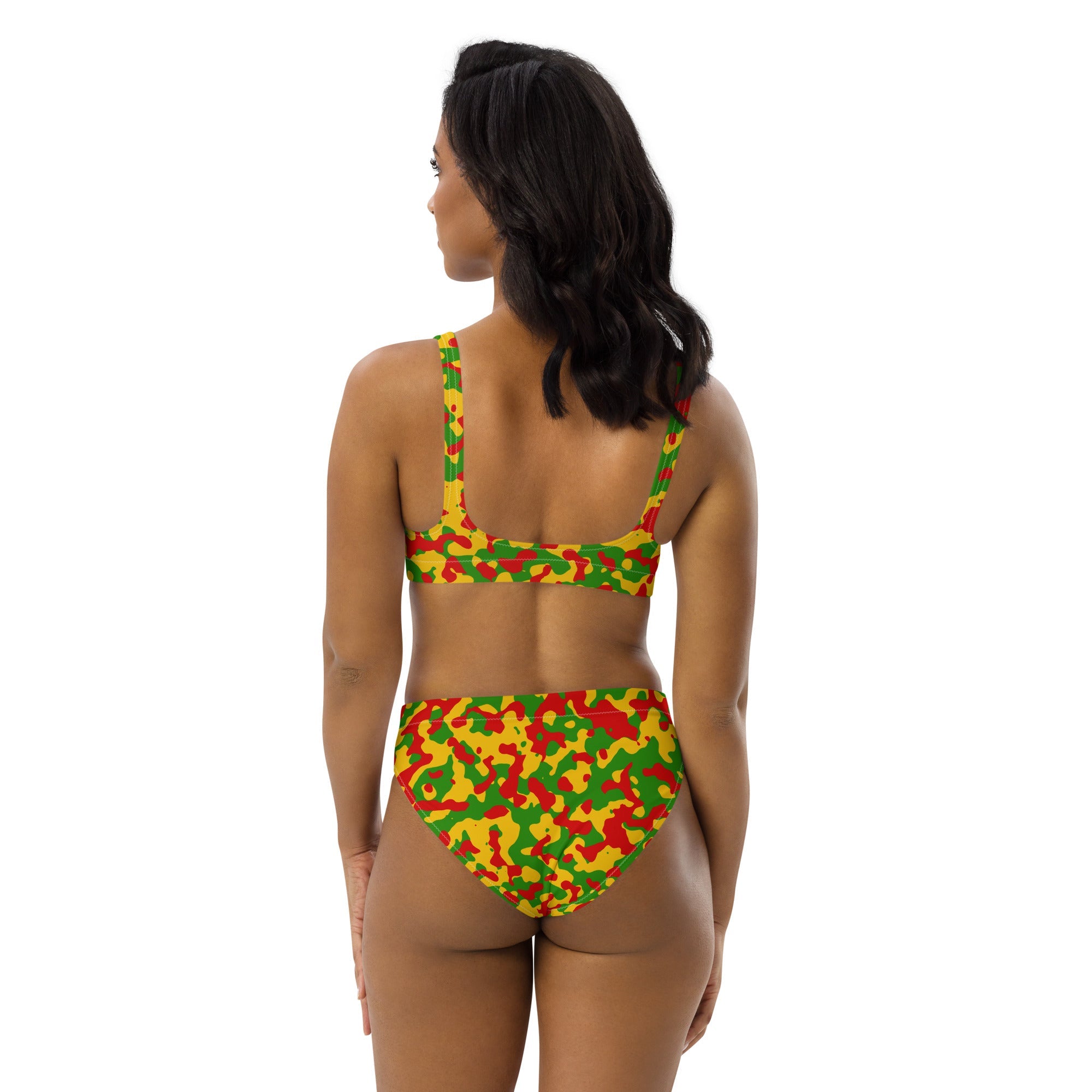 Rasta Flag Camo high - waisted bikini - Conscious Apparel Store