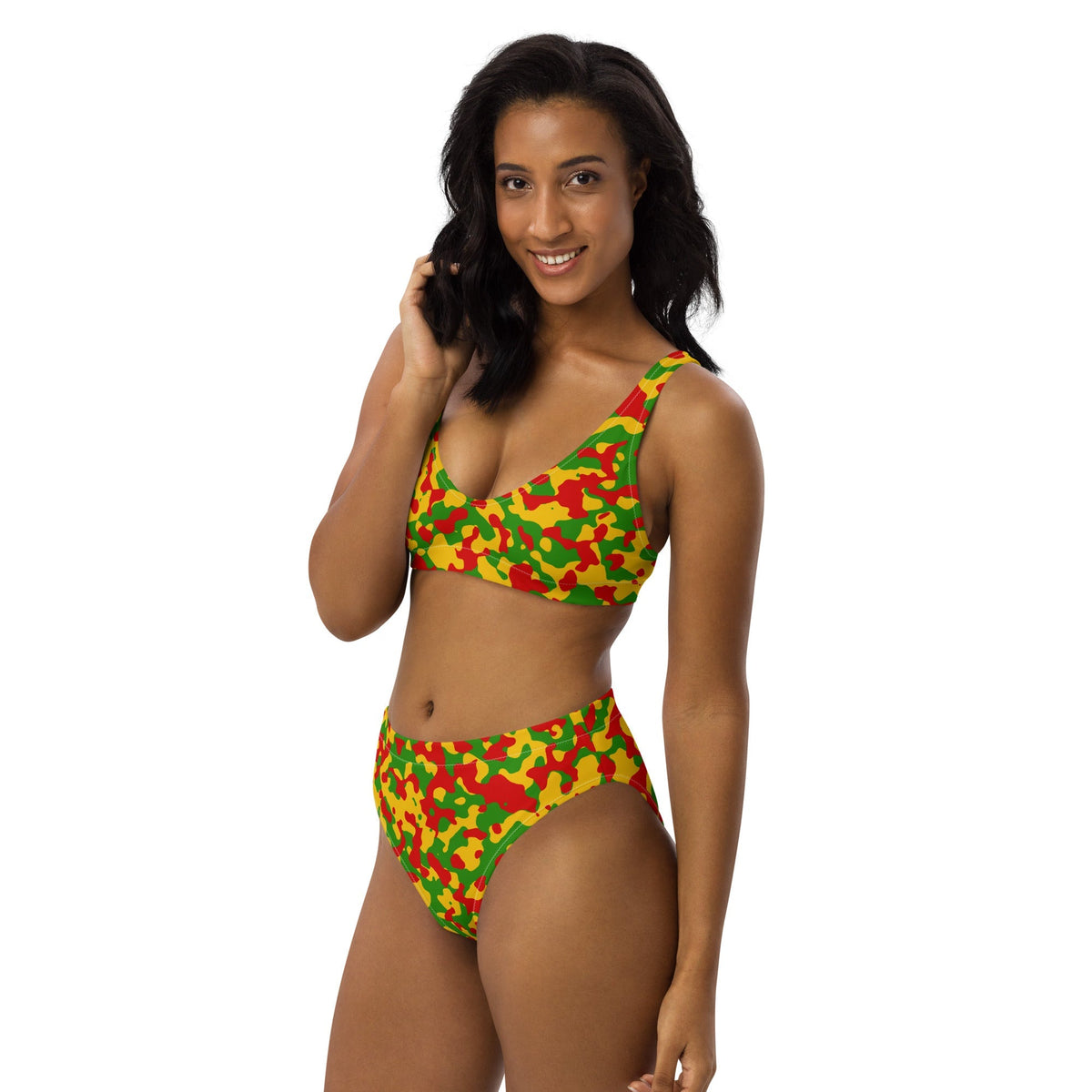 Rasta Flag Camo high-waisted bikini - Conscious Apparel Store