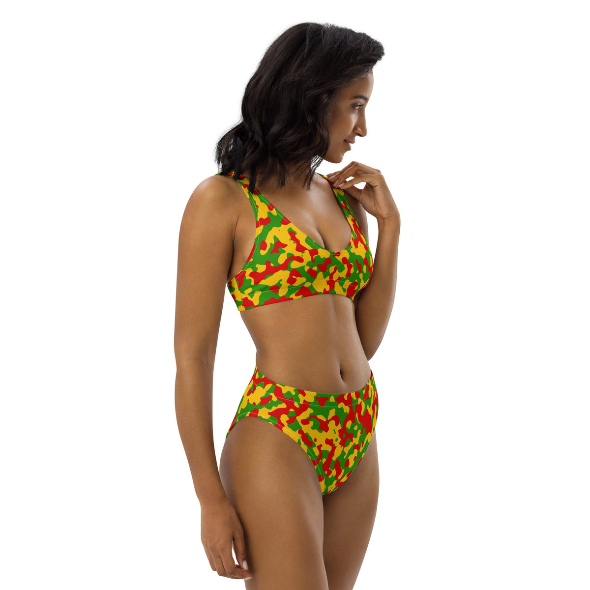 Rasta Flag Camo high-waisted bikini - Conscious Apparel Store