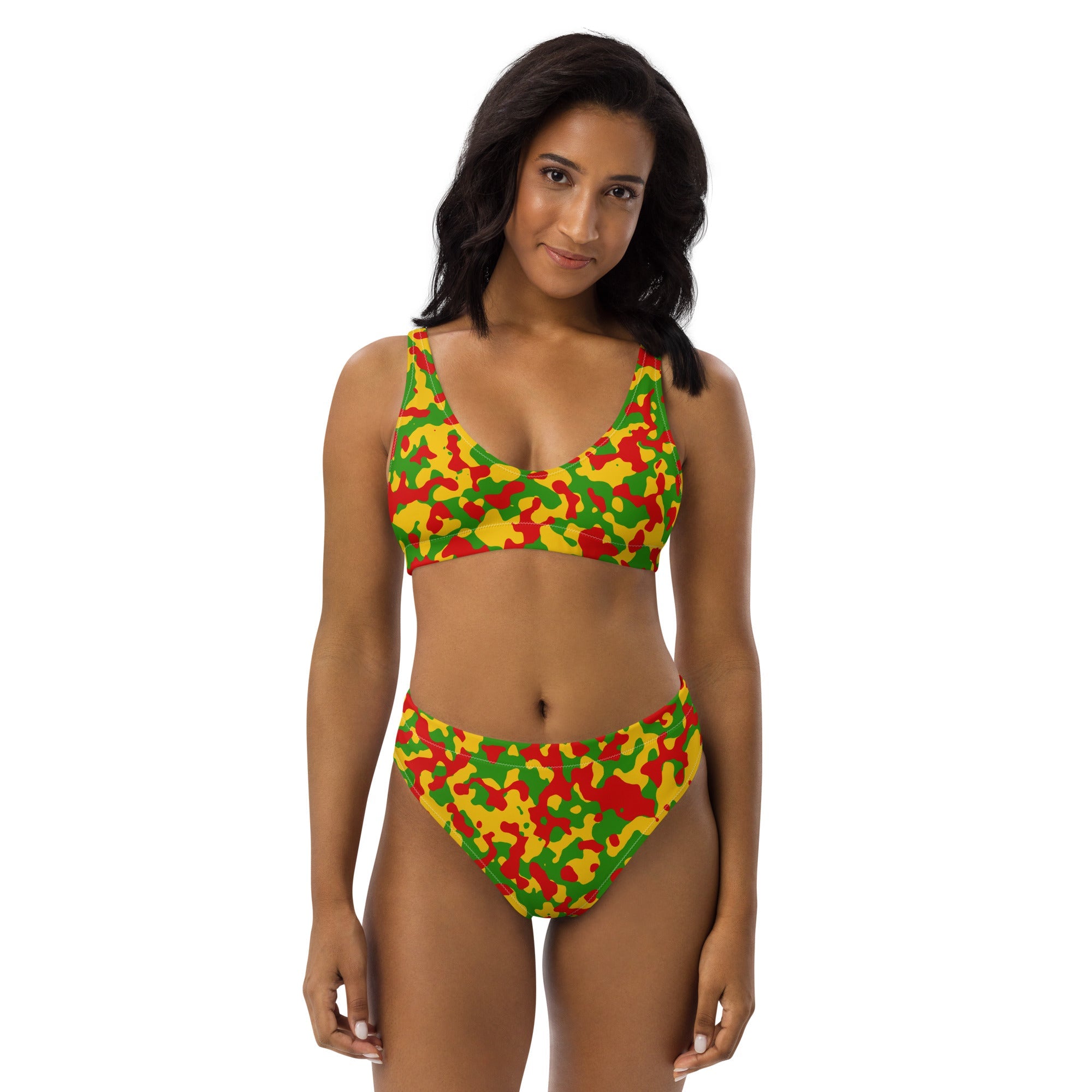 Rasta Flag Camo high - waisted bikini - Conscious Apparel Store