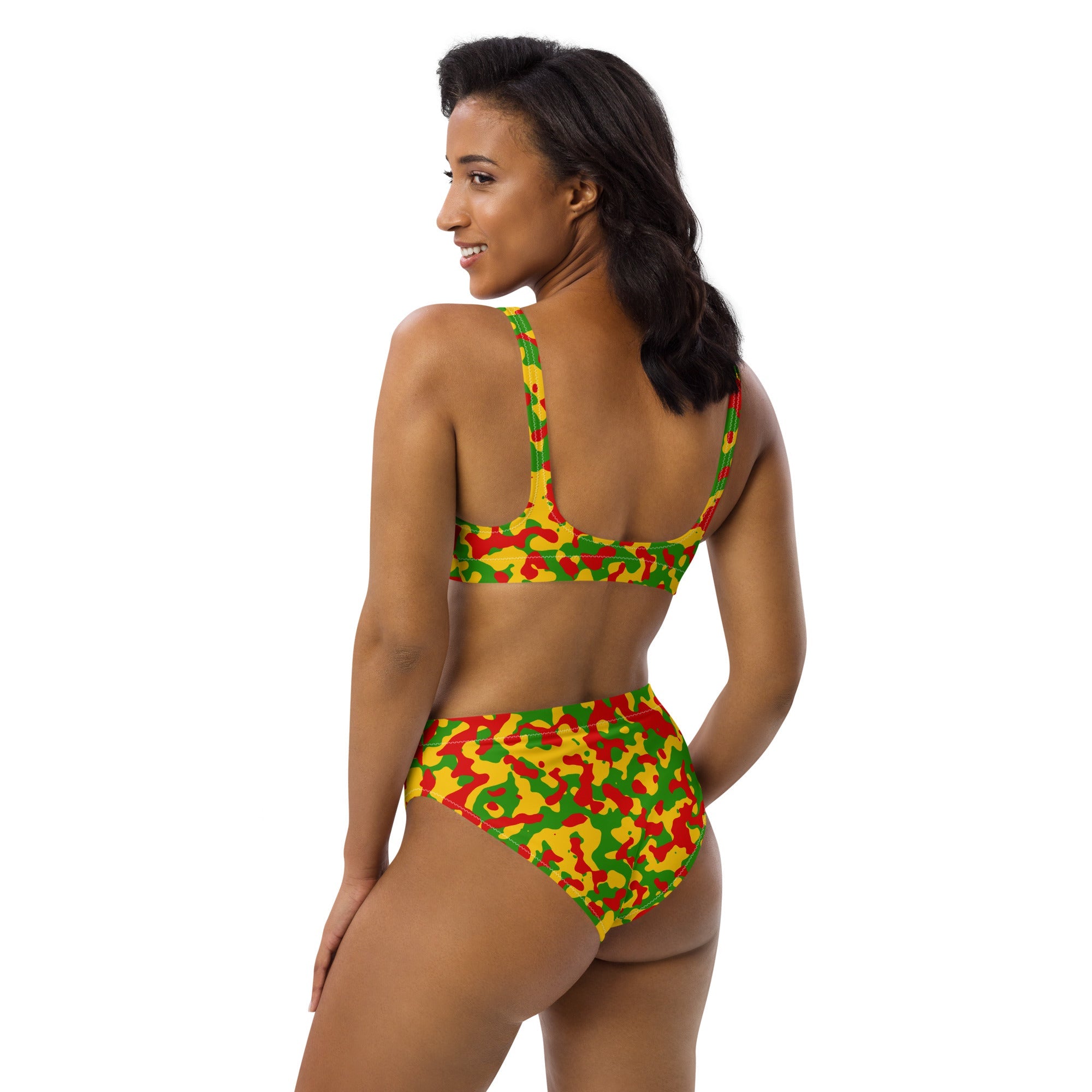 Rasta Flag Camo high - waisted bikini - Conscious Apparel Store