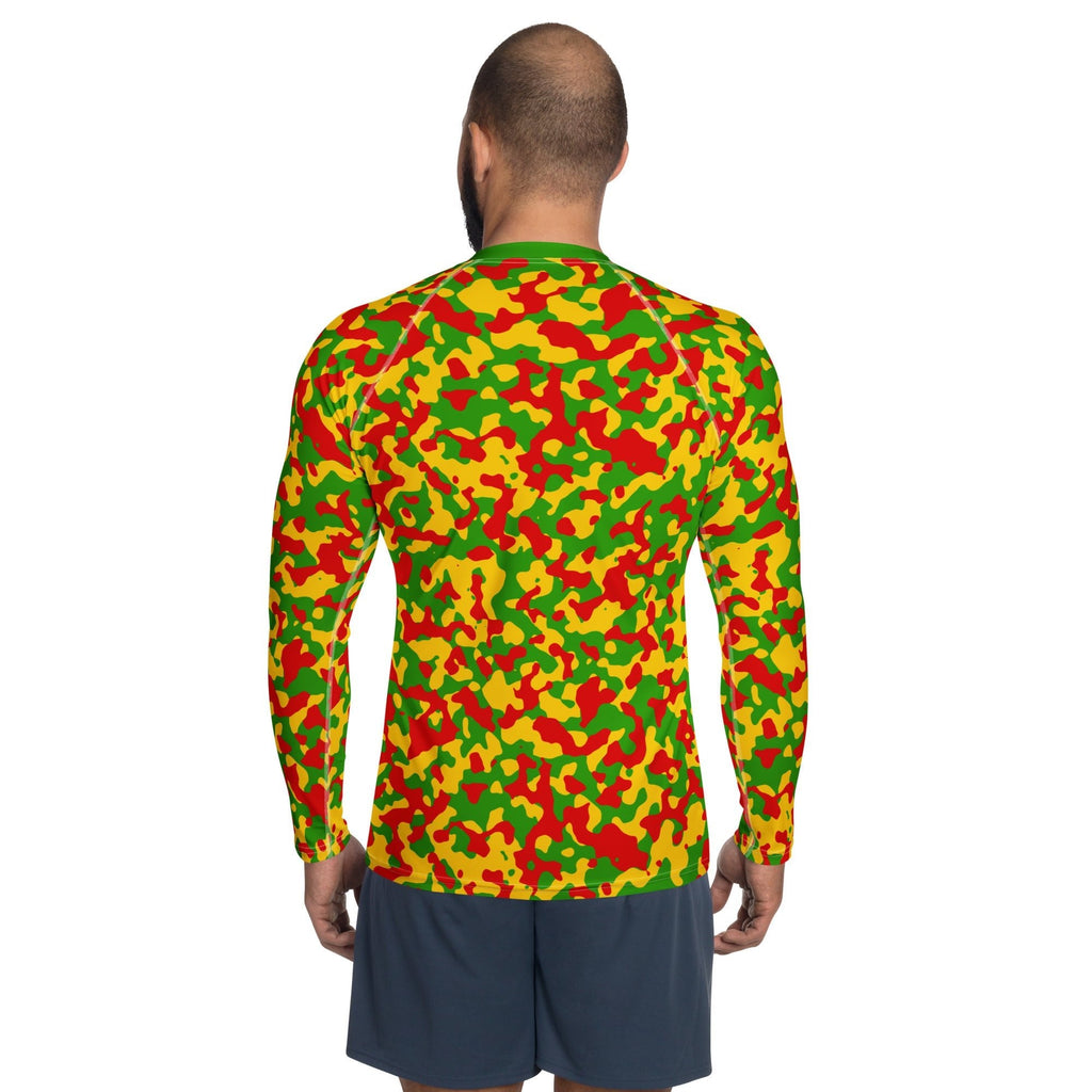 Rasta Flag Camo Men's Rash Guard - Conscious Apparel Store