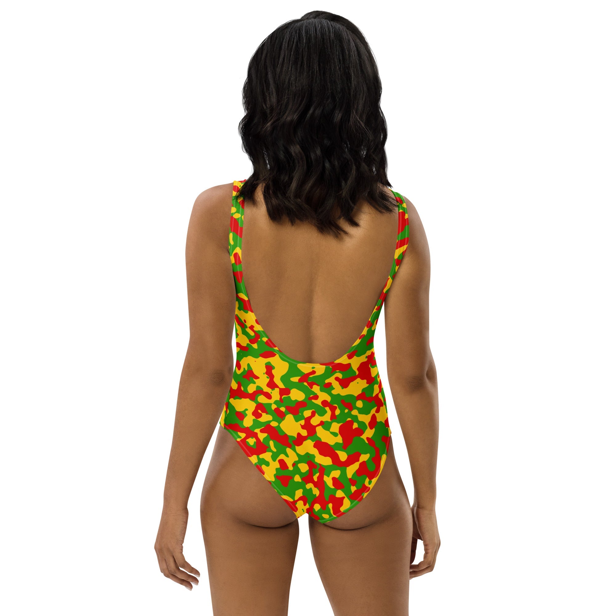 Rasta Flag Camo One - Piece Swimsuit - Conscious Apparel Store