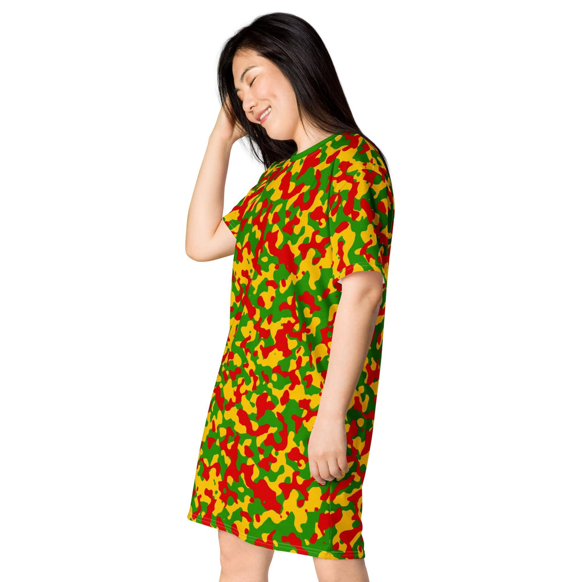 Rasta Flag Camo T-shirt dress - Conscious Apparel Store