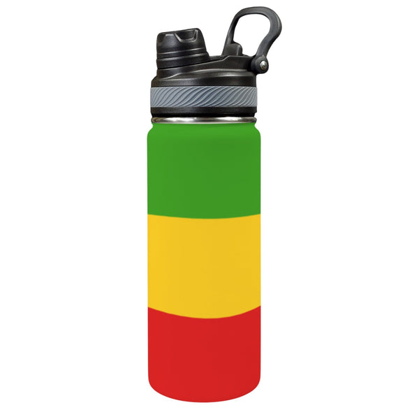 Rasta Flag Insulated Water Bottle with Dual - Use Lid (18oz) - Conscious Apparel Store
