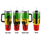 Rasta Flag Lion 40oz Tumbler with Black Handle - Conscious Apparel Store