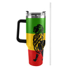 Rasta Flag Lion 40oz Tumbler with Black Handle - Conscious Apparel Store