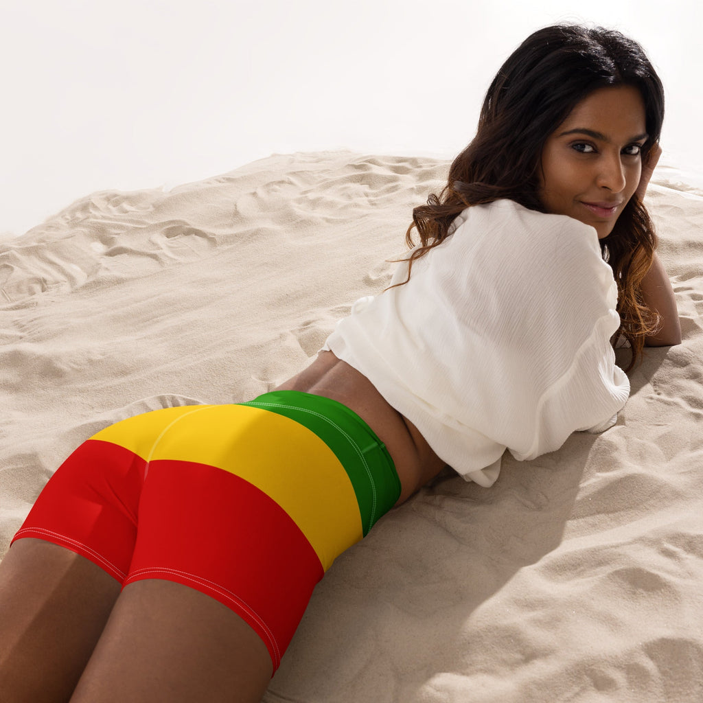 Rasta Flag Yoga Shorts - Conscious Apparel Store