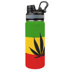 Rasta Leaf Flag Insulated Water Bottle with Dual - Use Lid (18oz) - Conscious Apparel Store