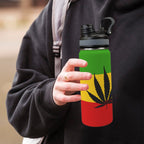 Rasta Leaf Flag Insulated Water Bottle with Dual - Use Lid (18oz) - Conscious Apparel Store