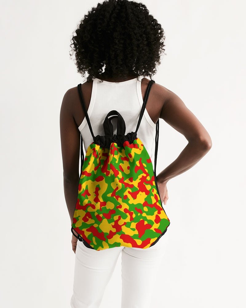 Rastafarian Flag Camo Canvas Drawstring Bag - Conscious Apparel Store
