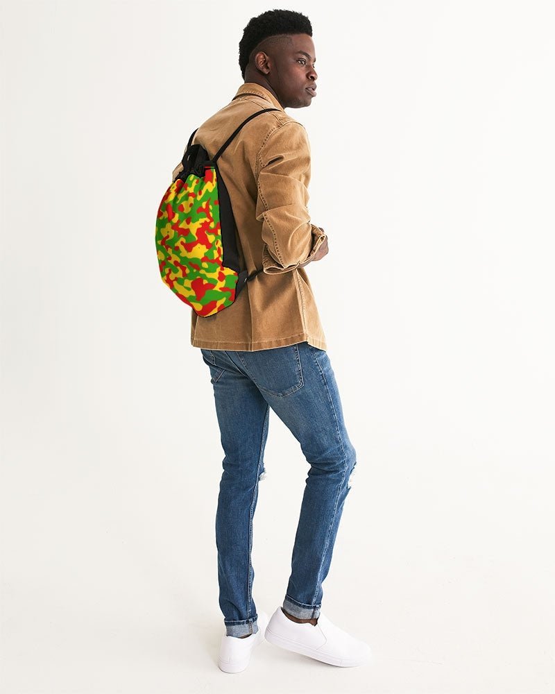 Rastafarian Flag Camo Canvas Drawstring Bag - Conscious Apparel Store