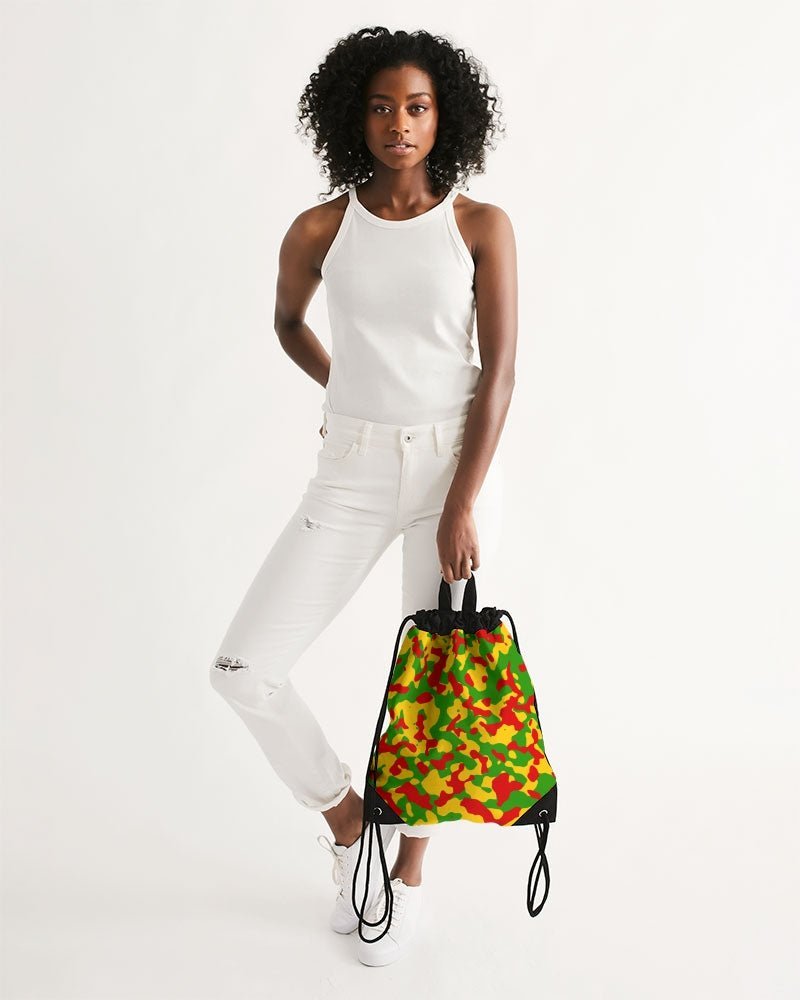 Rastafarian Flag Camo Canvas Drawstring Bag - Conscious Apparel Store