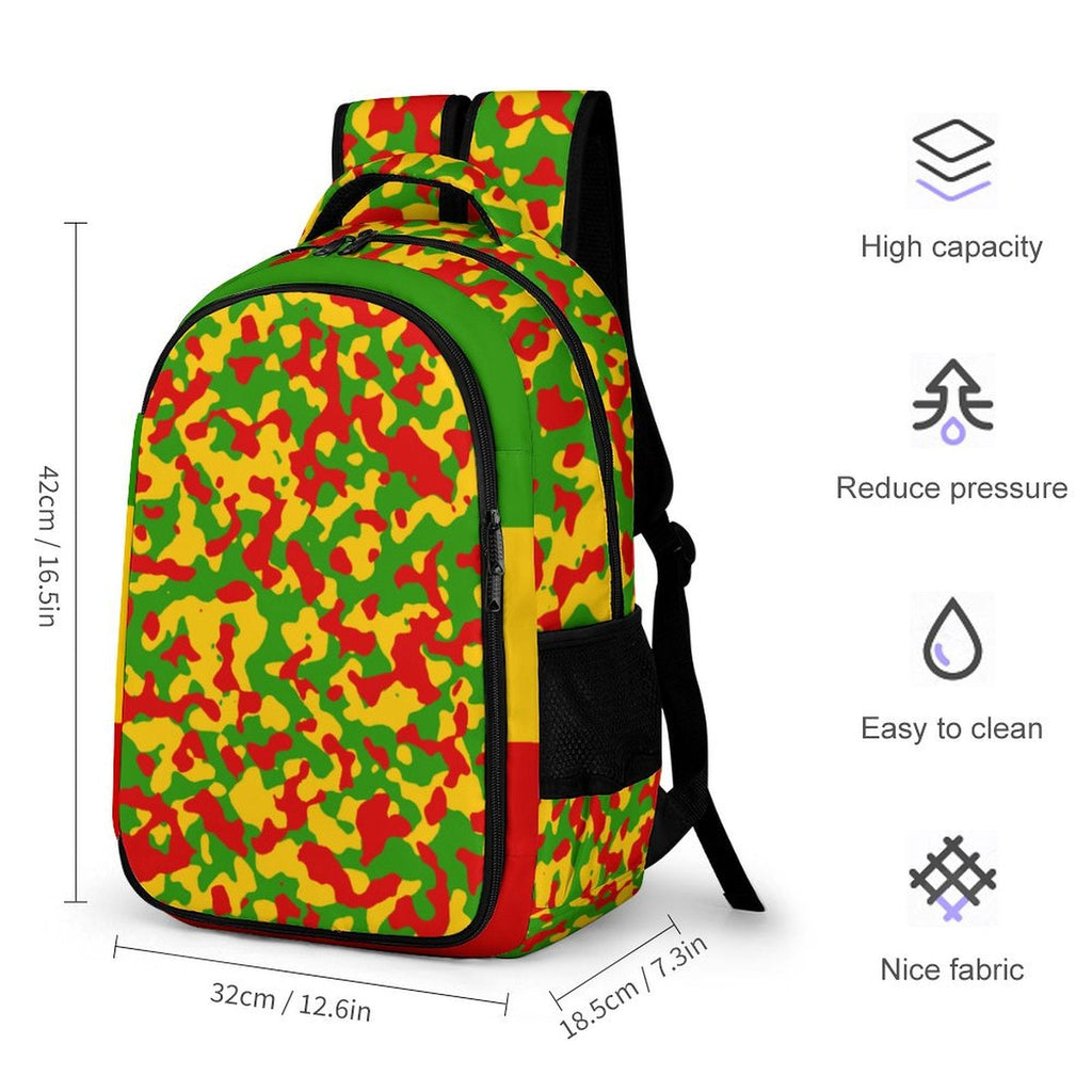 Rastafarian Flag Camo Casual Backpack - Conscious Apparel Store