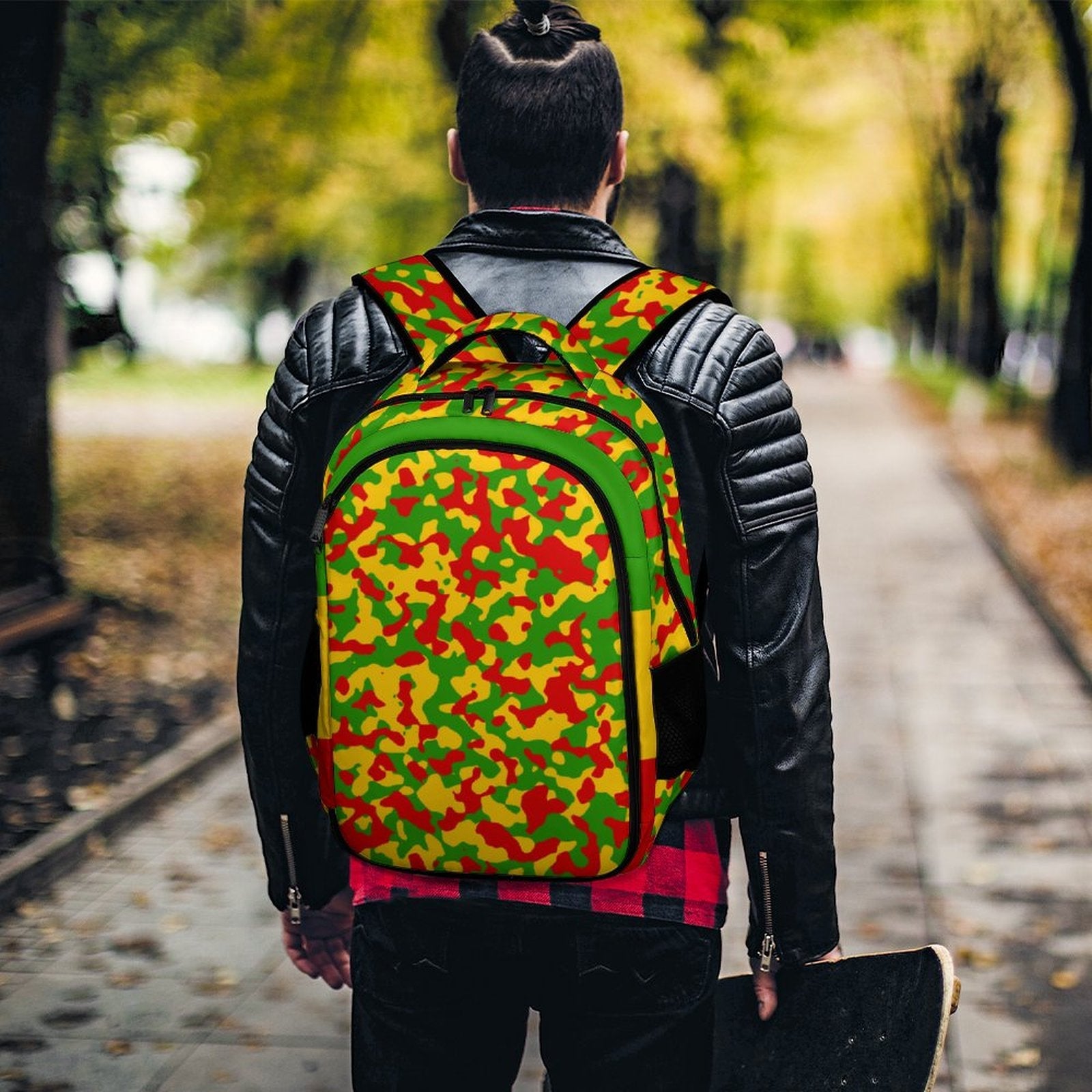 Rastafarian Flag Camo Casual Backpack - Conscious Apparel Store