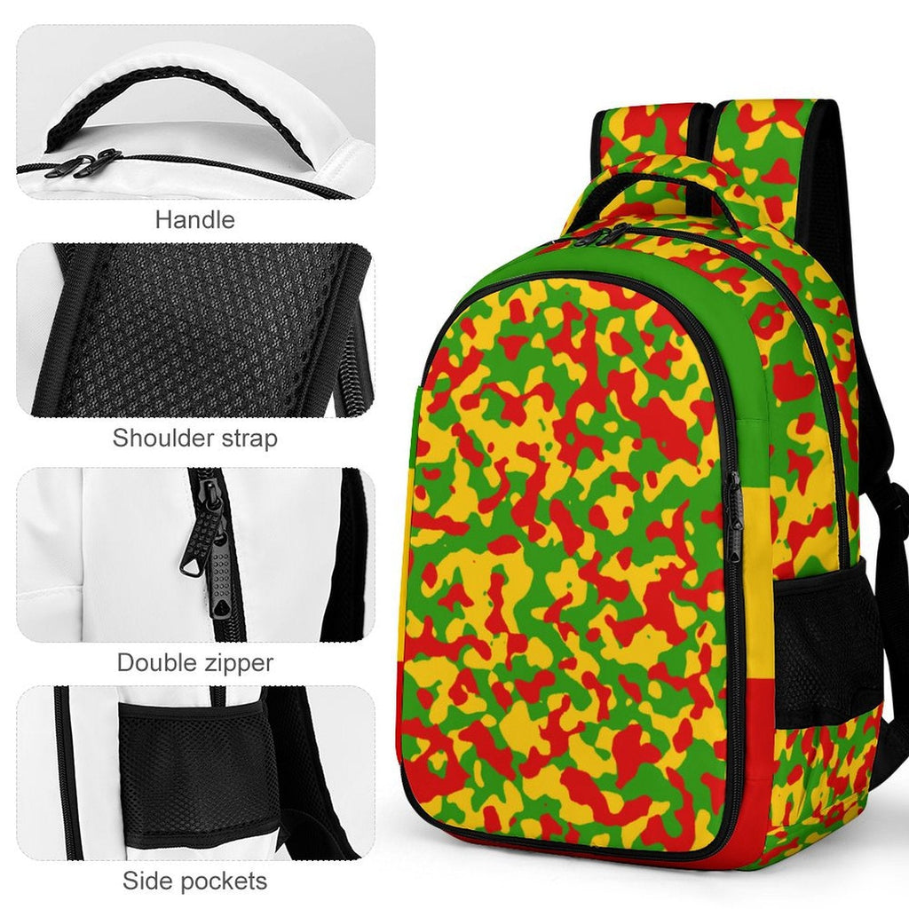 Rastafarian Flag Camo Casual Backpack - Conscious Apparel Store