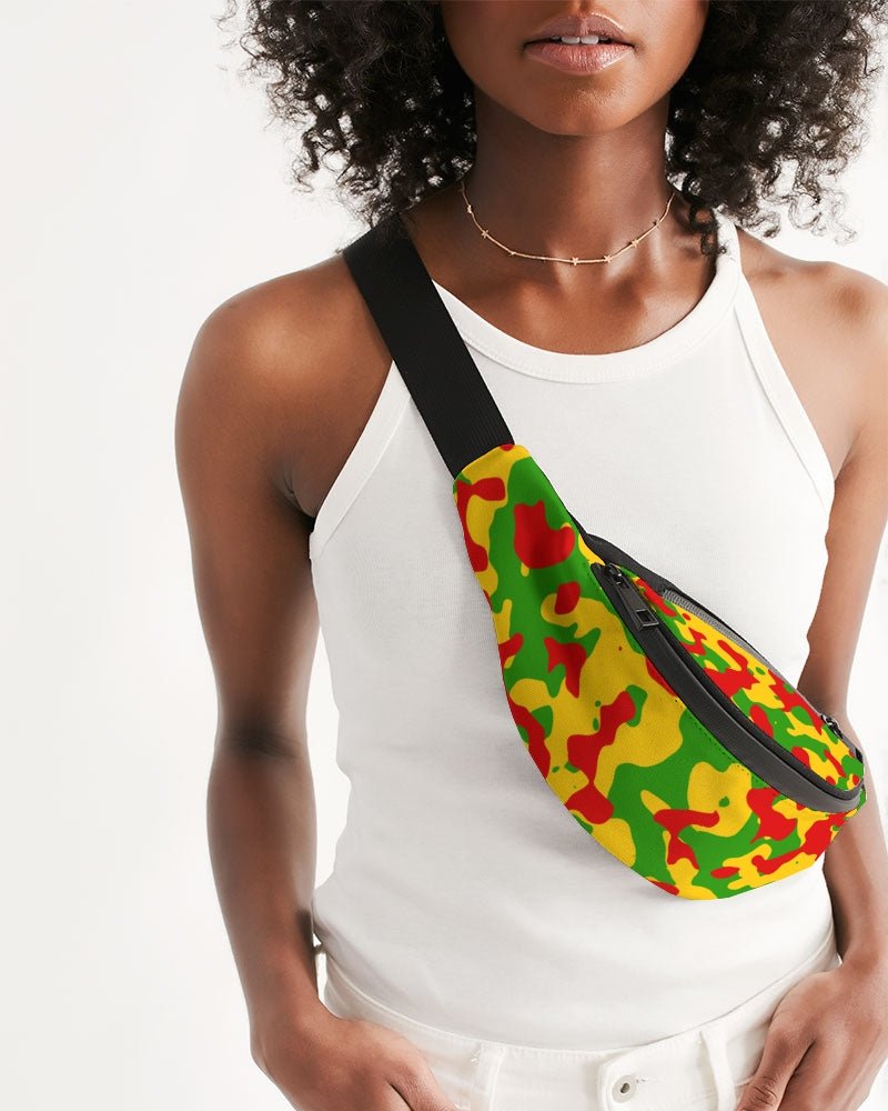 Rastafarian Flag Camo Crossbody Sling Bag - Conscious Apparel Store