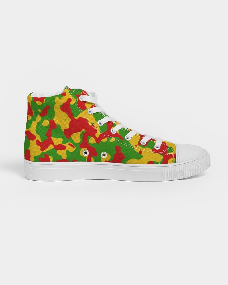 Rastafarian Flag Camo Men's Hightop Canvas Shoe - Conscious Apparel Store