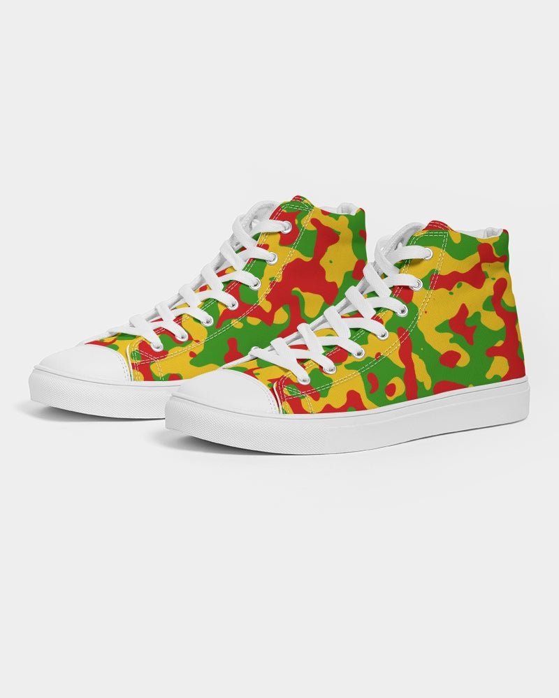 Rastafarian Flag Camo Men's Hightop Canvas Shoe - Conscious Apparel Store