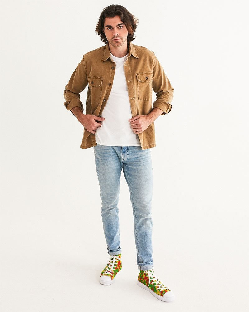 Rastafarian Flag Camo Men's Hightop Canvas Shoe - Conscious Apparel Store