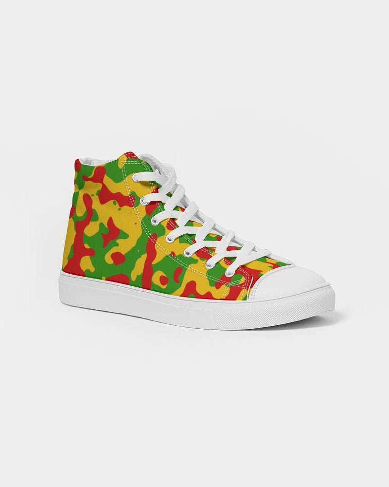 Rastafarian Flag Camo Men's Hightop Canvas Shoe - Conscious Apparel Store