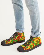 Rastafarian Flag Camo Men's Hightop Canvas Shoe - Black - Conscious Apparel Store