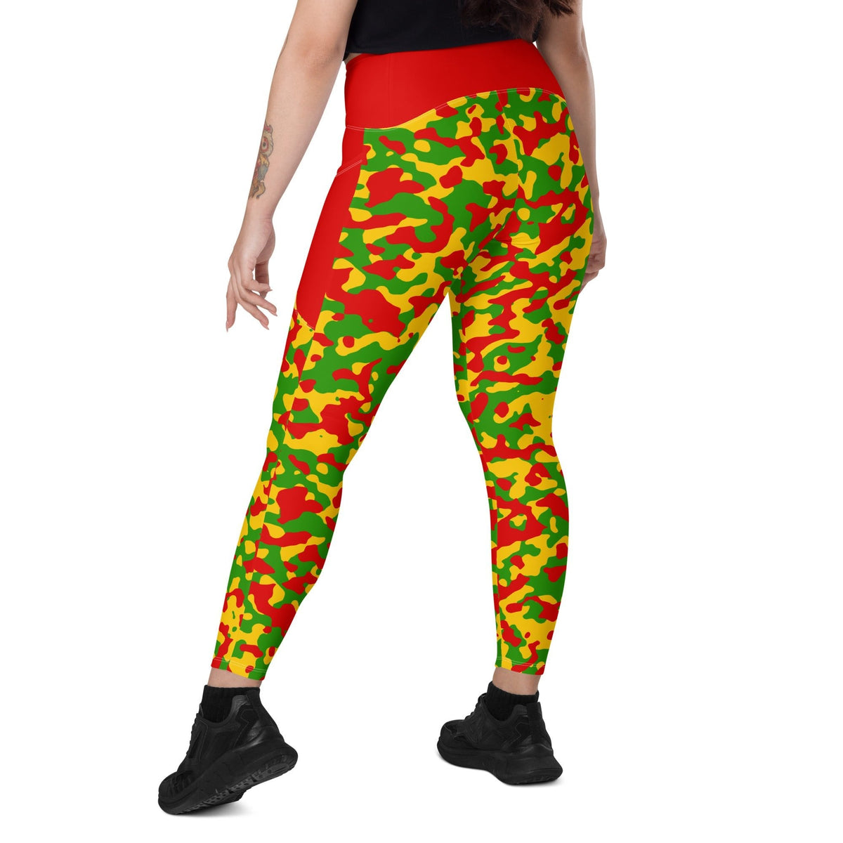 Rastafarian Flag Camo (Red) Leggings with pockets - Conscious Apparel Store