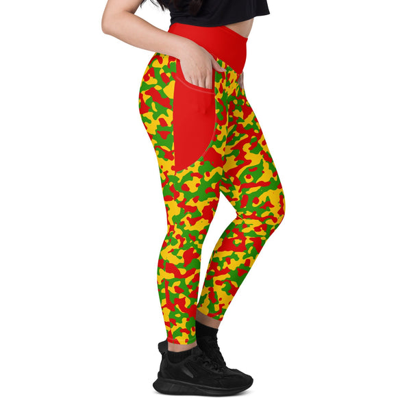 Rastafarian Flag Camo (Red) Leggings with pockets - Conscious Apparel Store