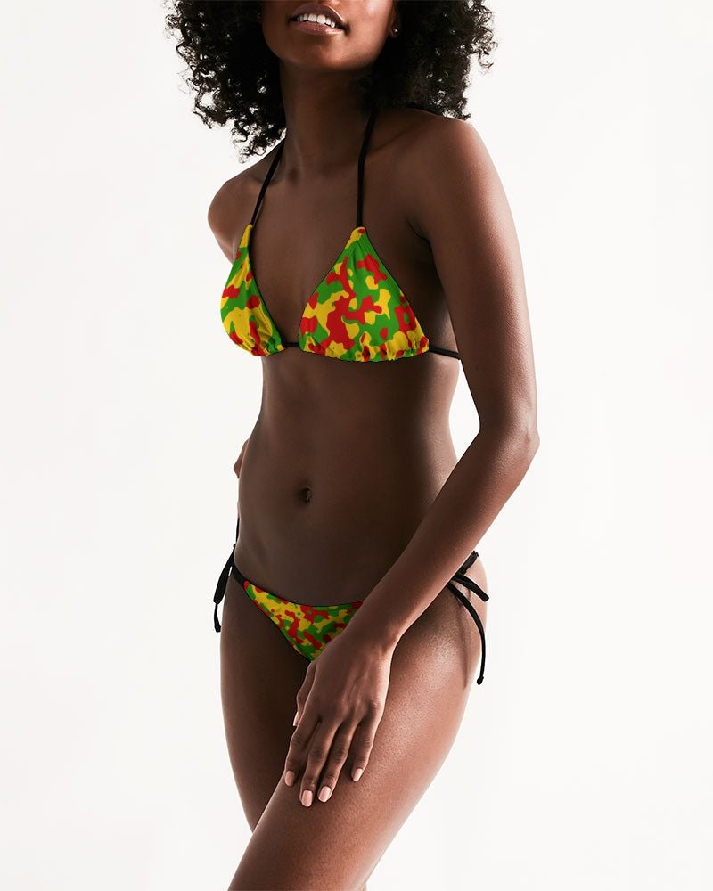 Rastafarian Flag Camo Triangle String Bikini - Conscious Apparel Store