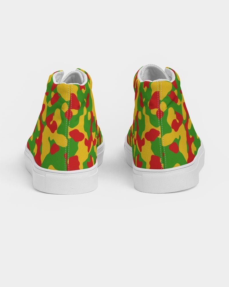 Rastafarian Flag Camo Women's Hightop Canvas Shoe - Conscious Apparel Store