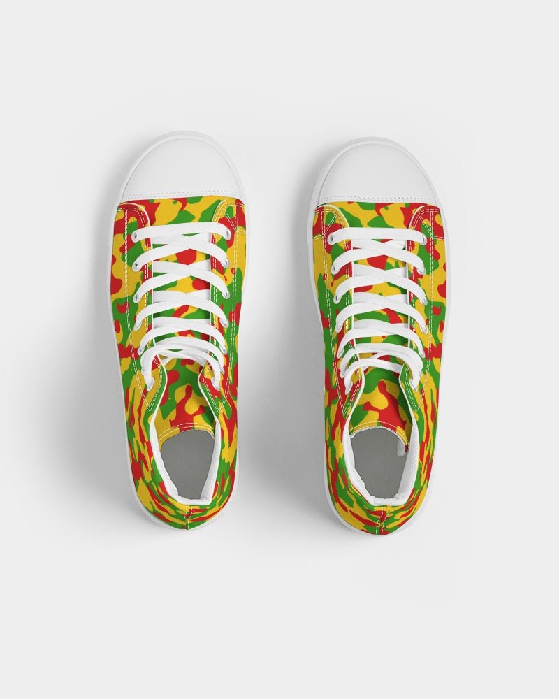 Rastafarian Flag Camo Women's Hightop Canvas Shoe - Conscious Apparel Store