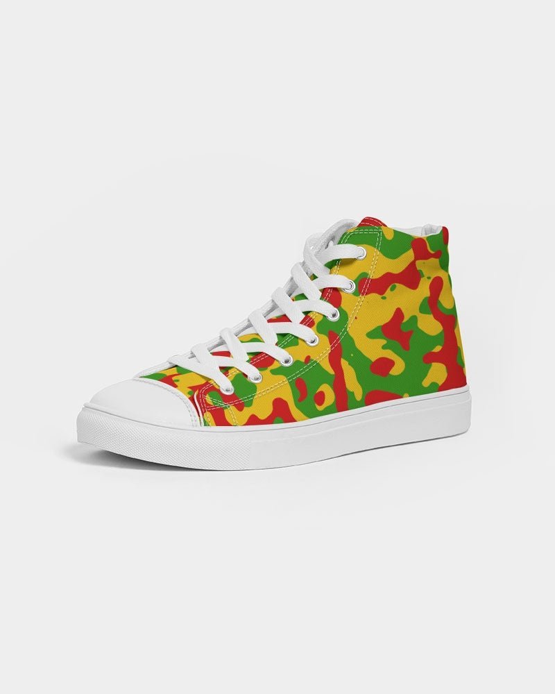 Rastafarian Flag Camo Women's Hightop Canvas Shoe - Conscious Apparel Store