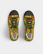 Rastafarian Flag Camo Women's Hightop Canvas Shoe  - Black - Conscious Apparel Store