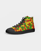 Rastafarian Flag Camo Women's Hightop Canvas Shoe  - Black - Conscious Apparel Store