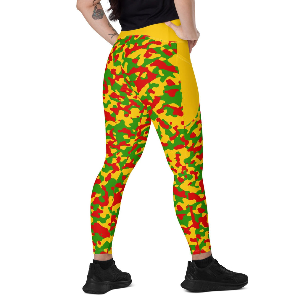 Rastafarian Flag Camo (Yellow) Leggings with pockets - Conscious Apparel Store
