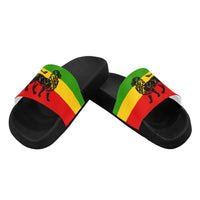 Rastafarian Flag Lion Women's Slide Sandals - Conscious Apparel Store